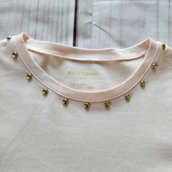 NWT Kate Spade Broome Street "Stud Embellished Tee" in Pink Sand, Women's Size S - Picture 5 of 11